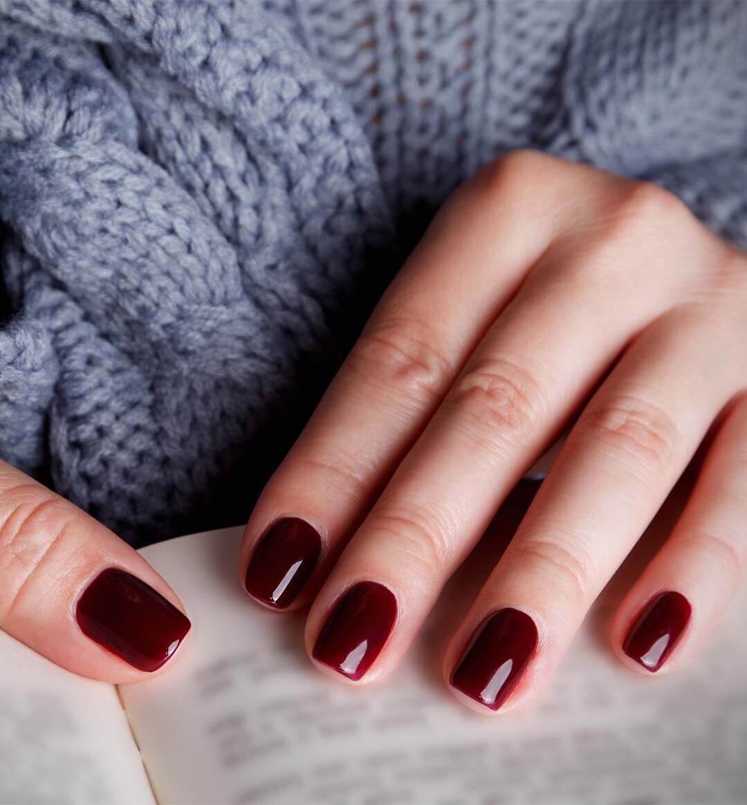 None Deep Burgundy Red Glossy Square Nails None Deep Burgundy Red Glossy Square Nails β Winter Nail Colors
