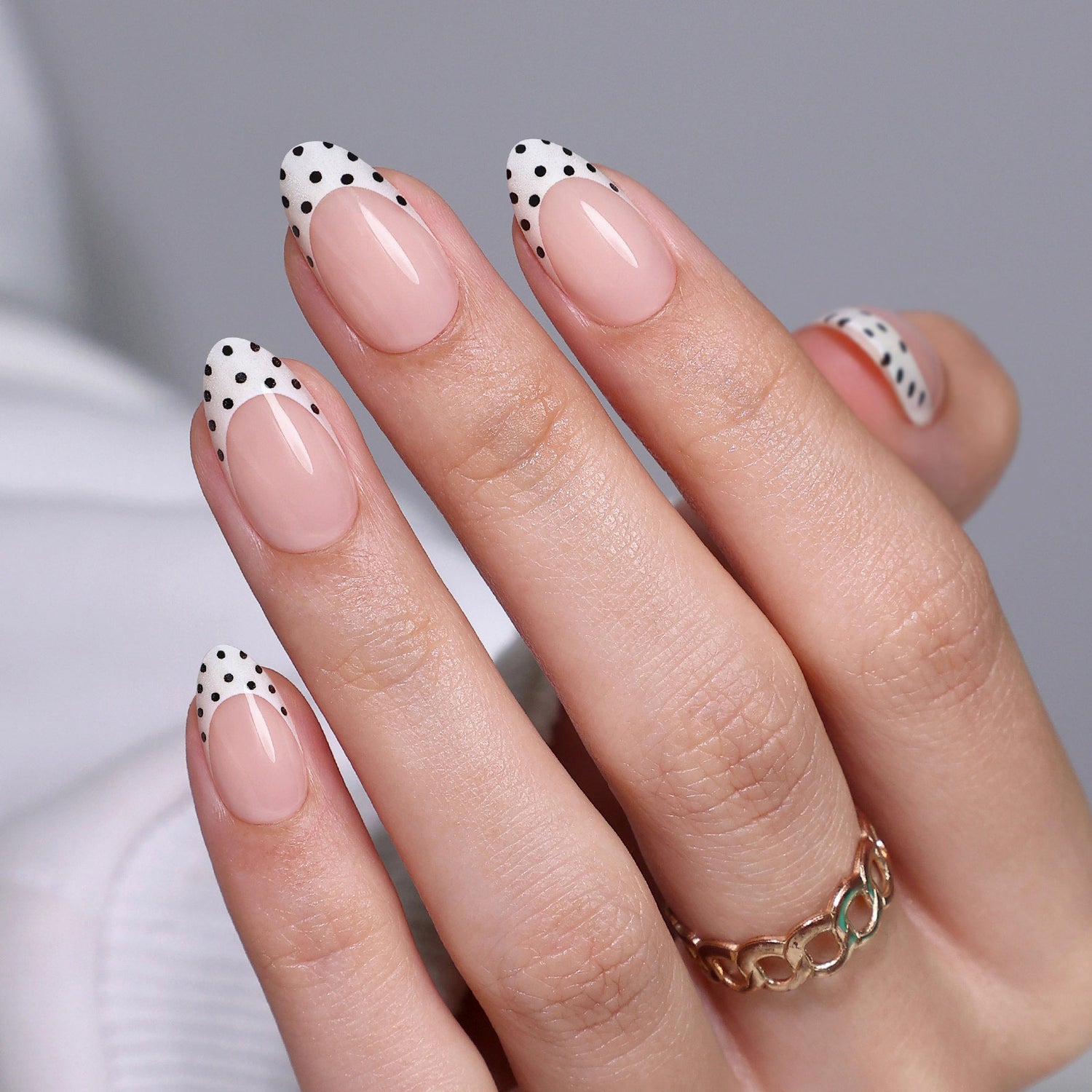Pink French with Black Polka Dot Tips Pink French with Black Polka Dot Tips β New Years Dip Powder Nails 2027