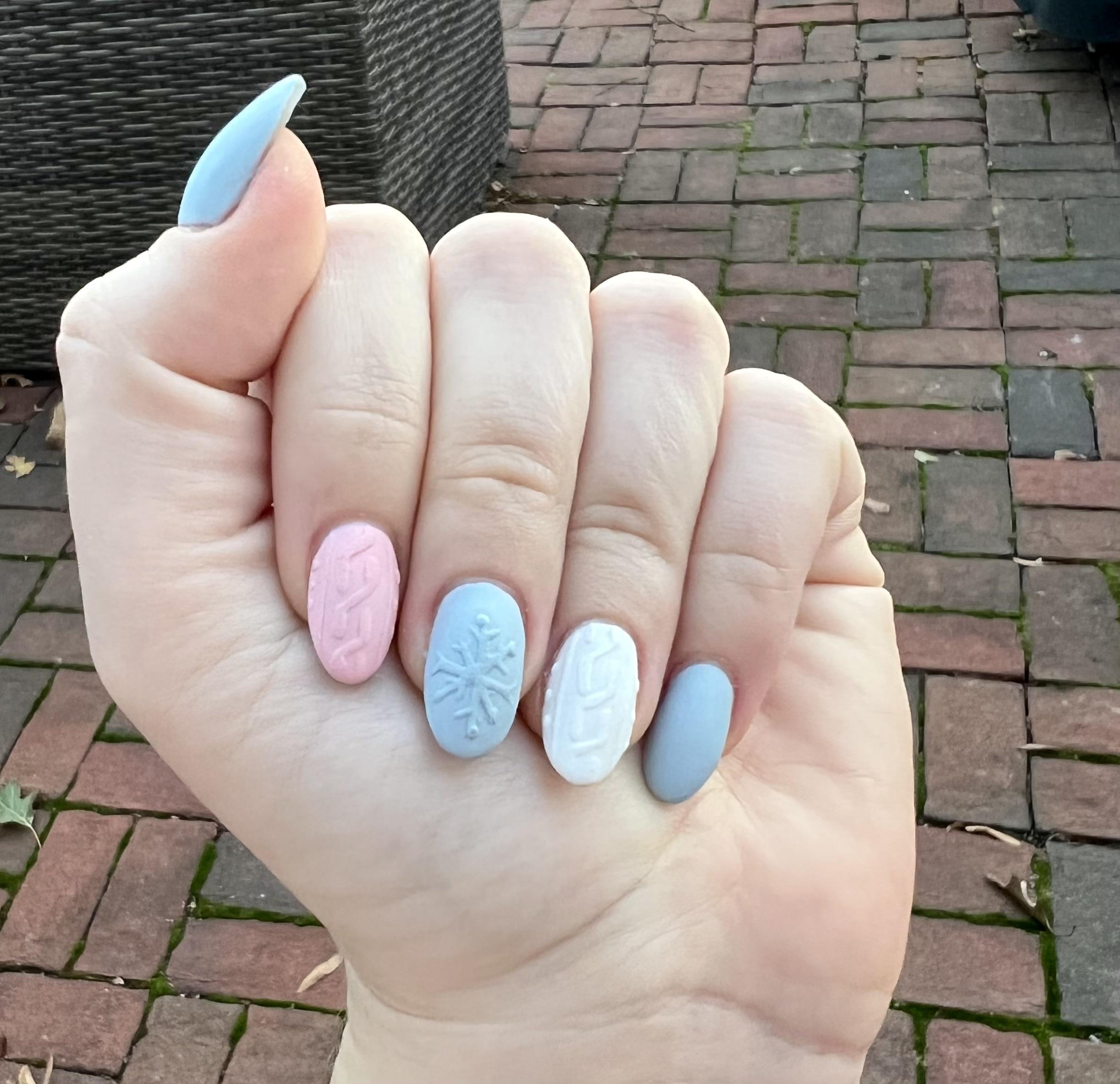 Glossy With Glitter And Rhinestones Visual Idea — Cozy Winter Nails