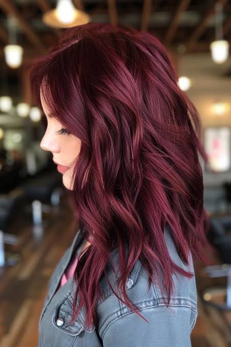 Deep Burgundy Red Deep Burgundy Red β Winter Hair Colors
