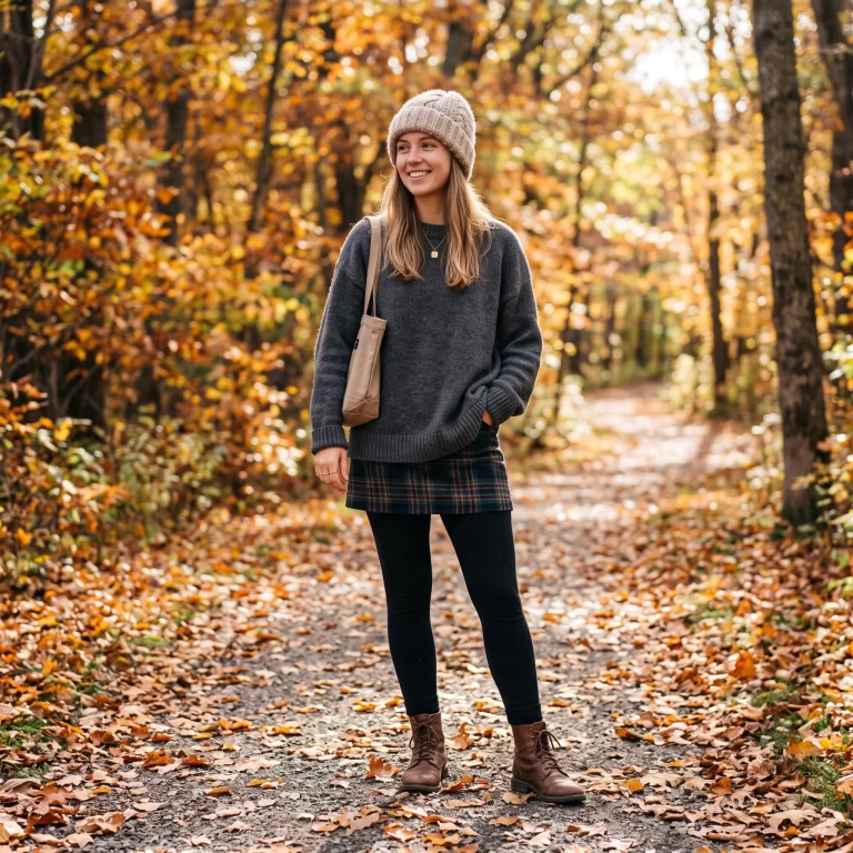Cozy Fall Outfit with Plaid Skirt and Black Tights Cozy Fall Outfit with Plaid Skirt and Black Tights β Tights Outfits