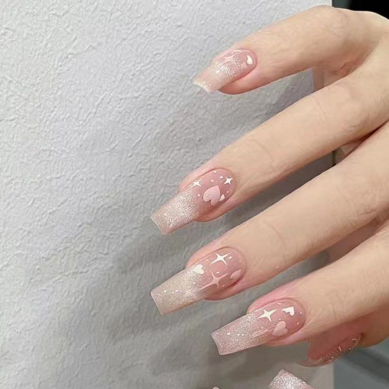 Long Coffin Stars Hearts Glitter — Cute New Years Nails 2027