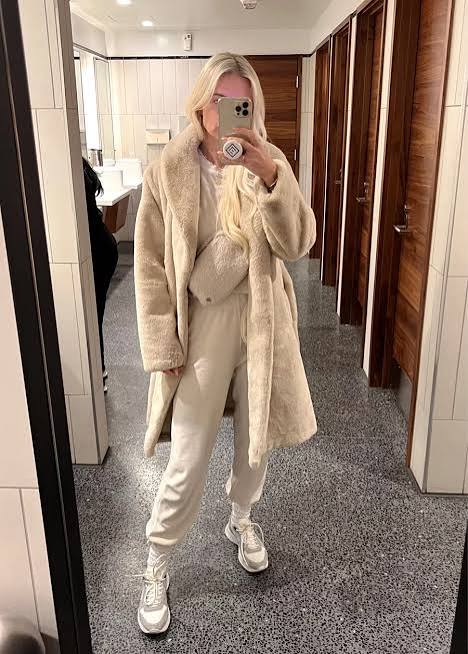 Cozy Beige Faux Fur Coat and Knit Set Cozy Beige Faux Fur Coat and Knit Set β Winter Date Night Outfits