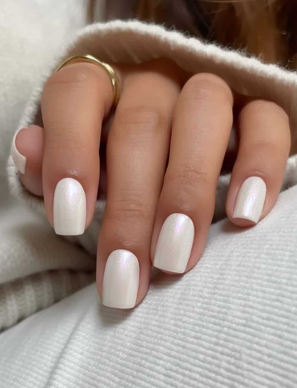 Off-White Pearlescent Shimmer Off-White Pearlescent Shimmer β Old Money Winter Nails