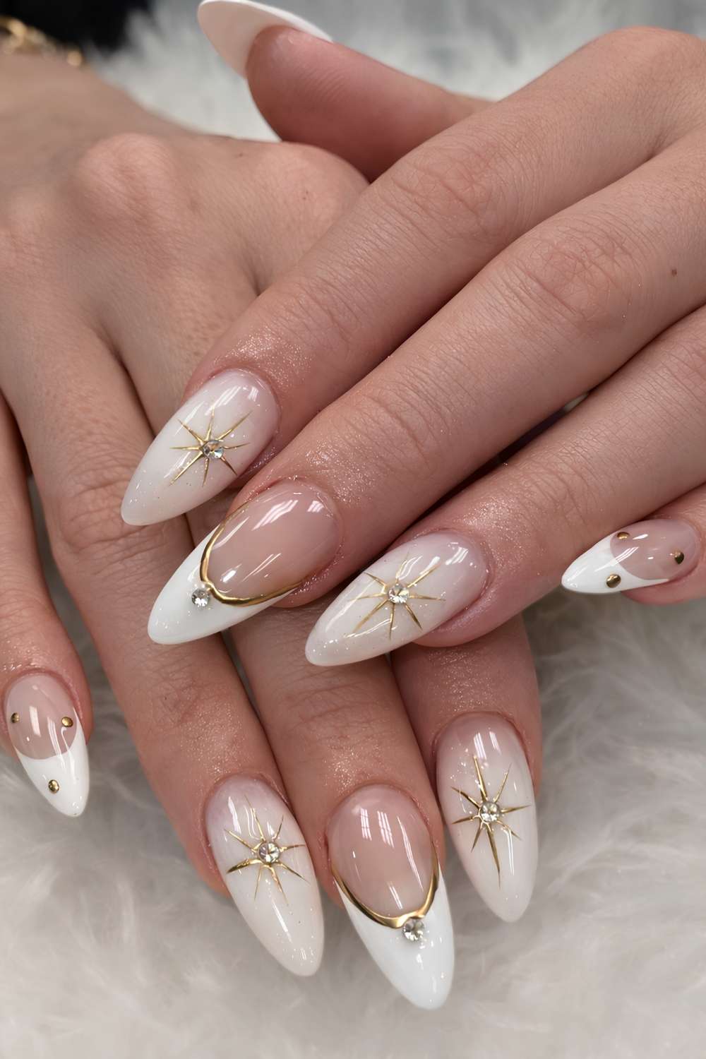 Gold Charms Metallic French Tips — Simple Winter Nails