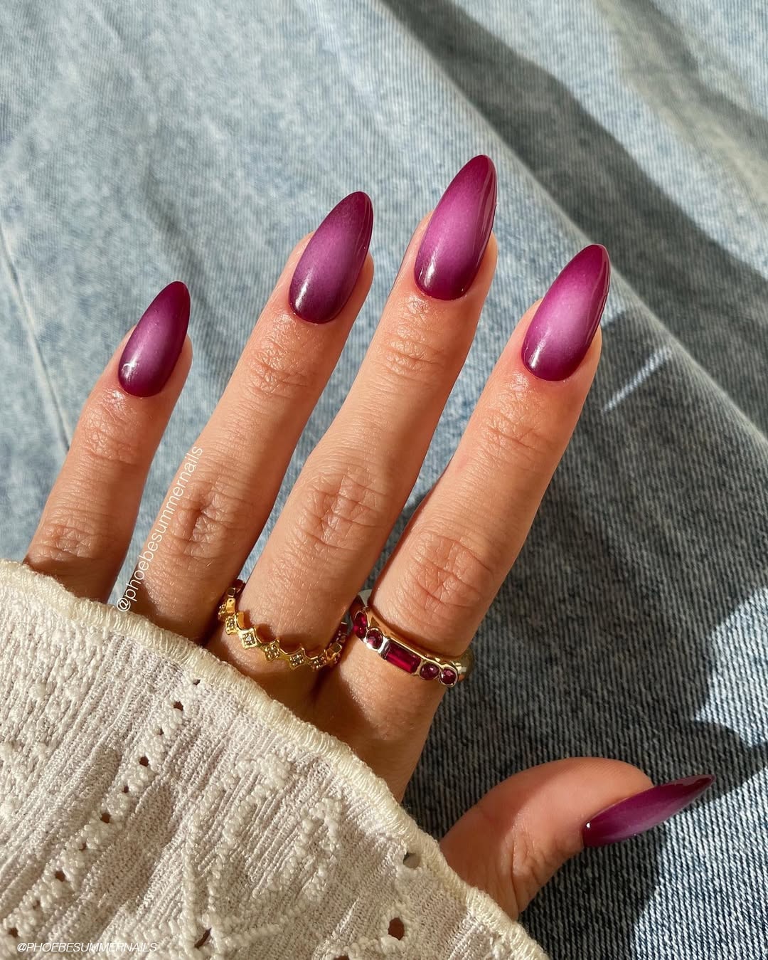 Deep Plum to Purple Stiletto Gradient Deep Plum to Purple Stiletto Gradient β aura nails