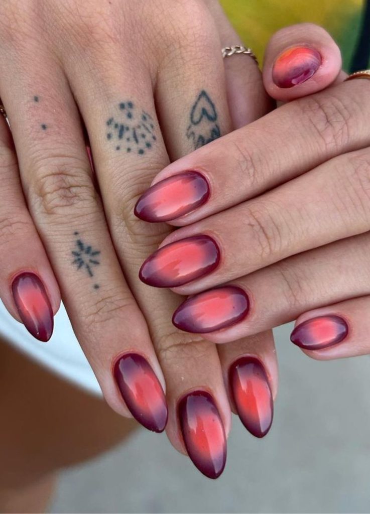 Burgundy to Coral Bold Aura Burgundy to Coral Bold Aura β aura nails