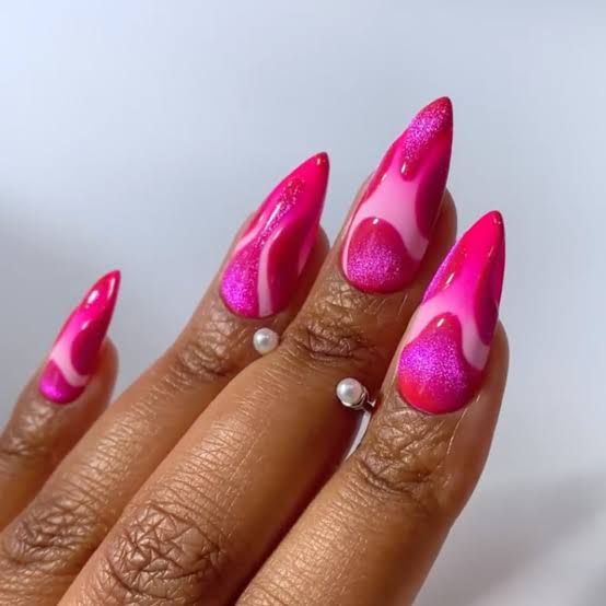 Hot Pink Light Pink Gradient Glitter — velvet nails