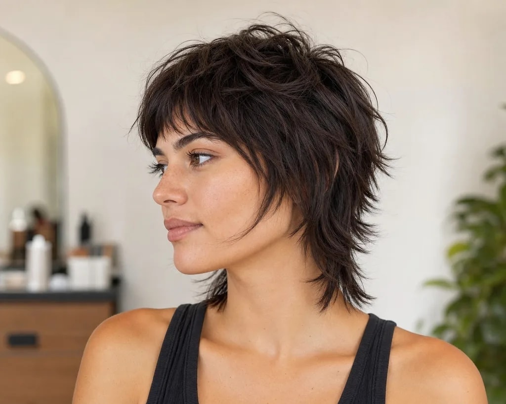 Shaggy Textured Piecey Edgy Short Wolf Cut With Side Part Shaggy Textured Piecey Edgy Short Wolf Cut With Side Part β wolf cut hairstyles