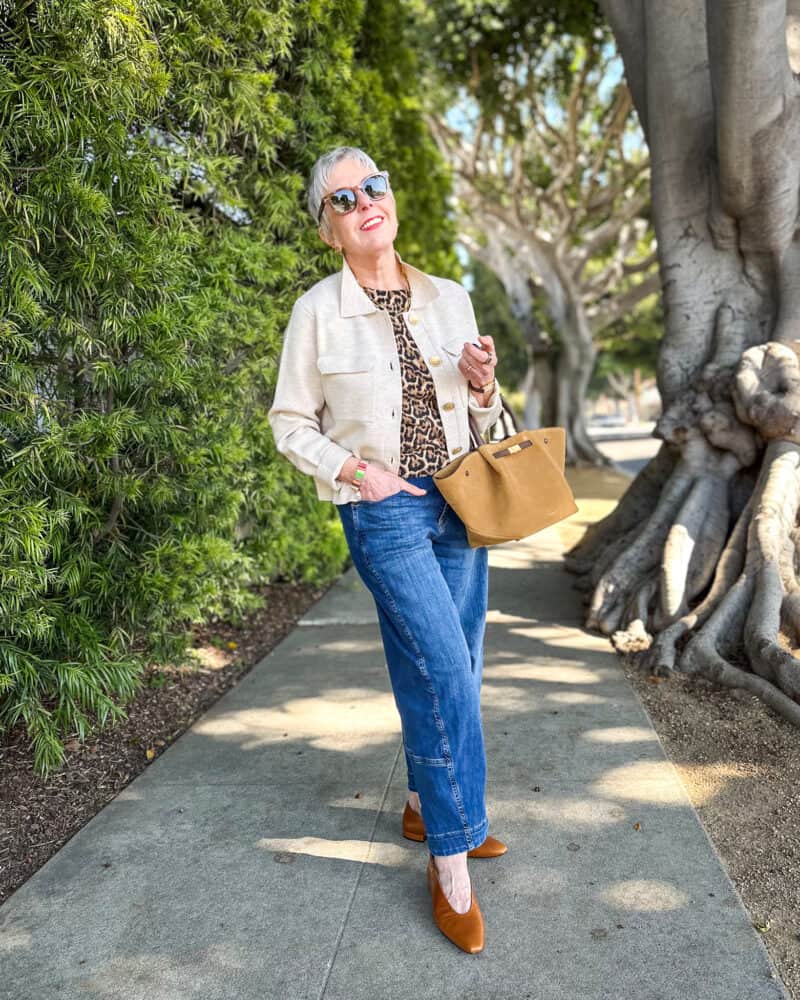 Leopard Print Top and Utility Jacket Leopard Print Top and Utility Jacket β barrel leg jeans outfits