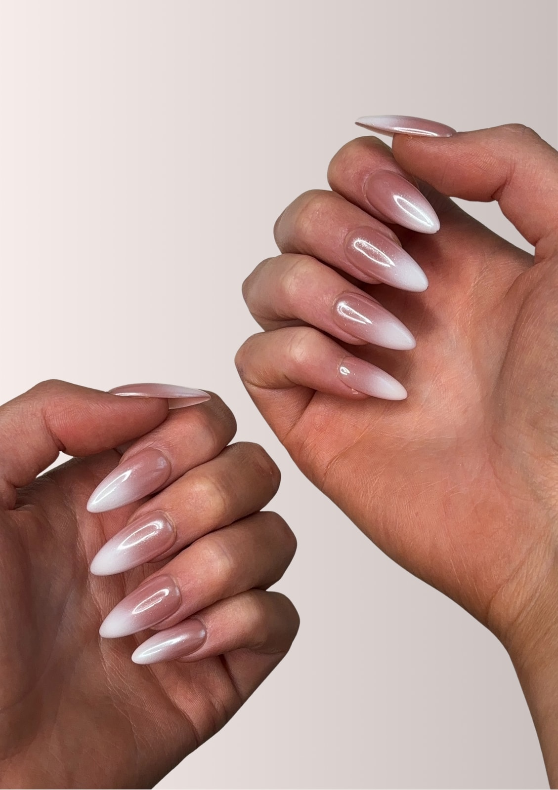 Chrome French Tip Gradient Stilettos Chrome French Tip Gradient Stilettos β glazed donut nails