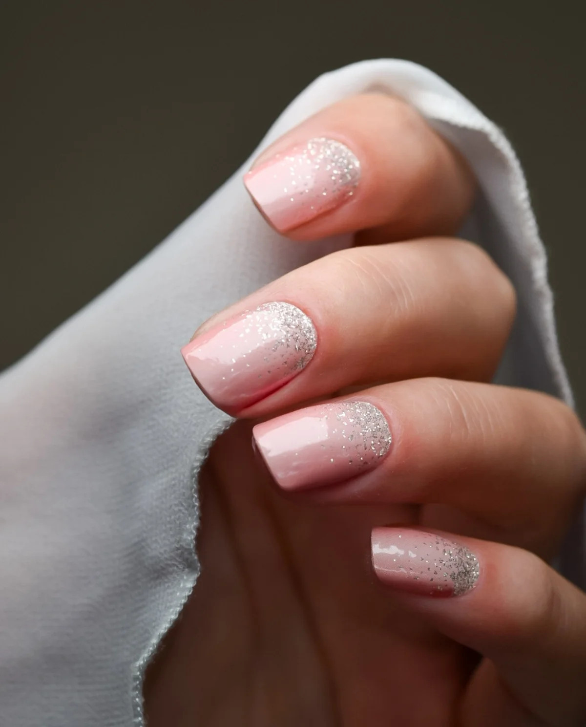 Glossy Visual Idea — Winter Champagne Nails