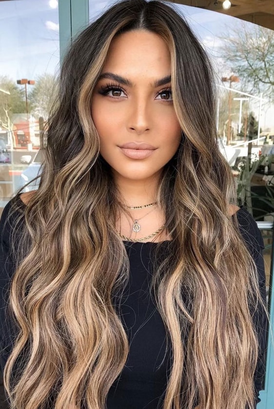 Long Layers Extreme Light Blonde Money Piece on Dark Brown — money piece highlights