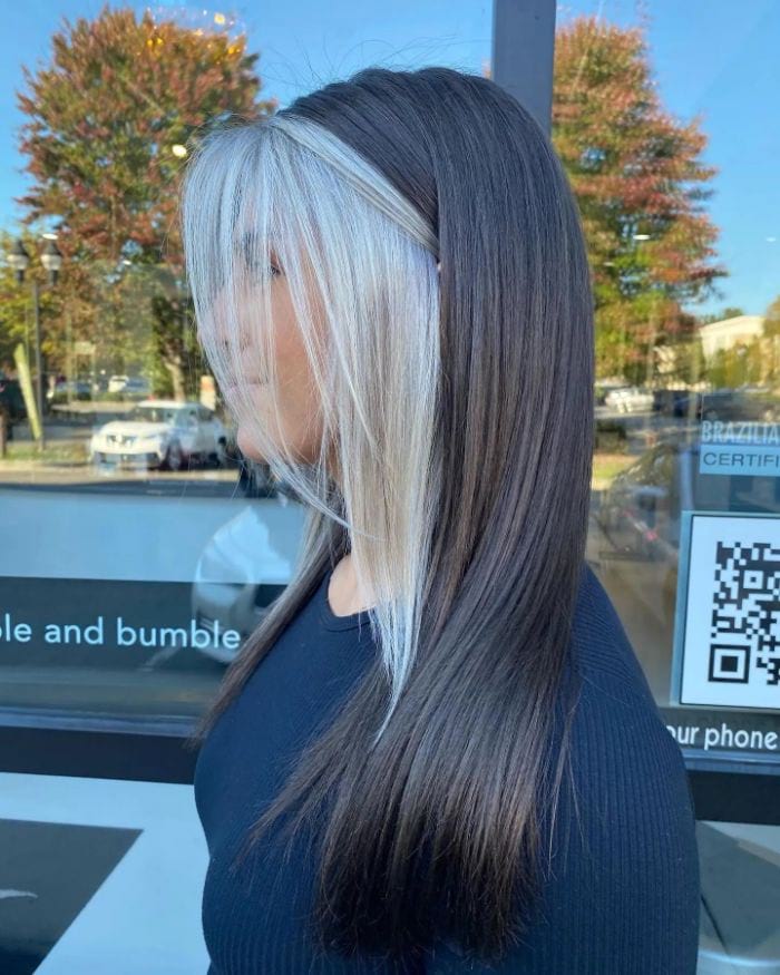 High Contrast Dark Brown and Blonde Money Piece — money piece highlights