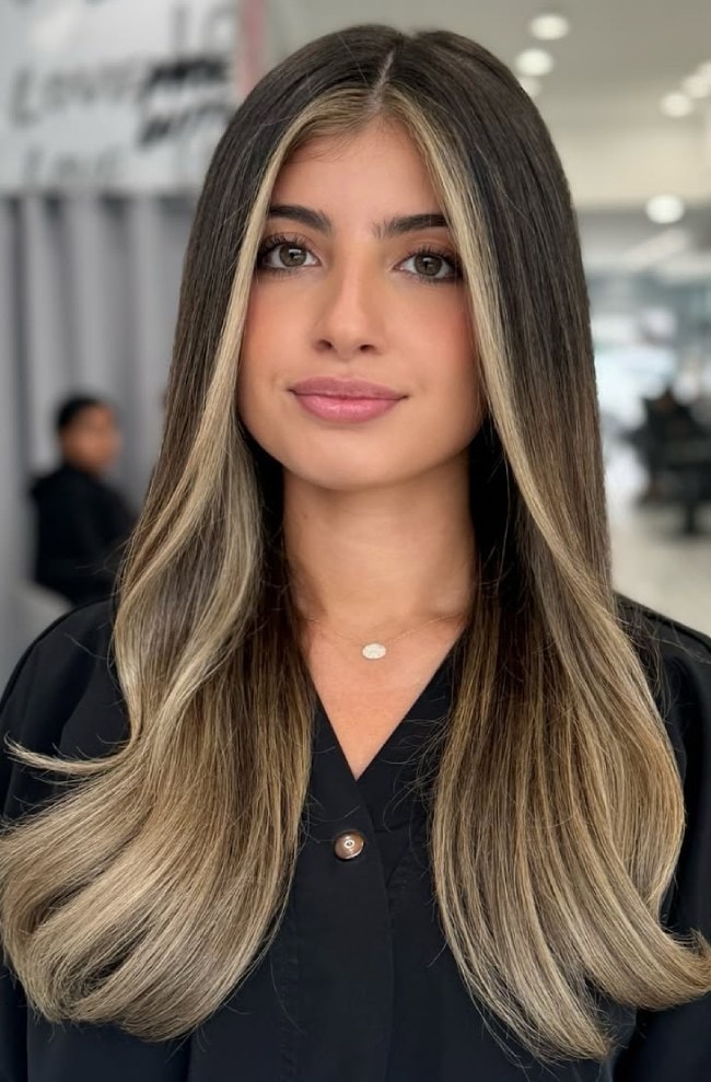 Mid-Back High Contrast Beige Blonde Money Piece — money piece highlights